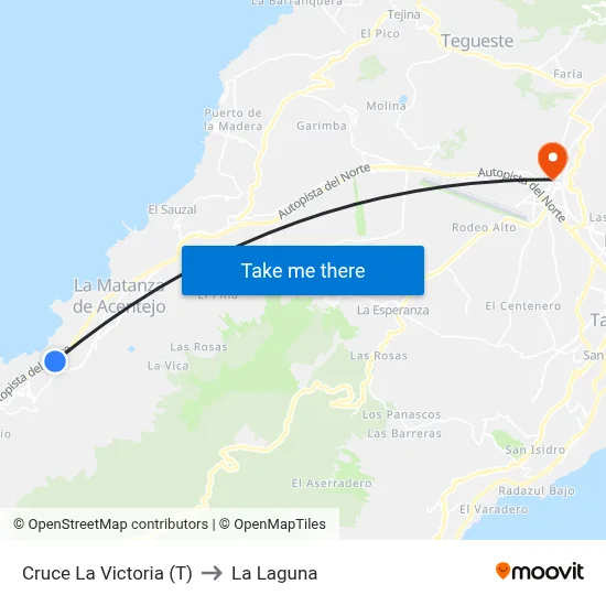 Cruce La Victoria (T) to La Laguna map