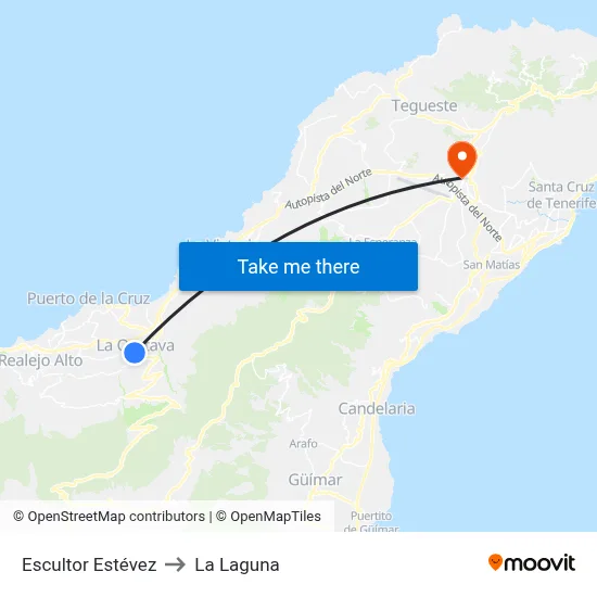 Escultor Estévez to La Laguna map