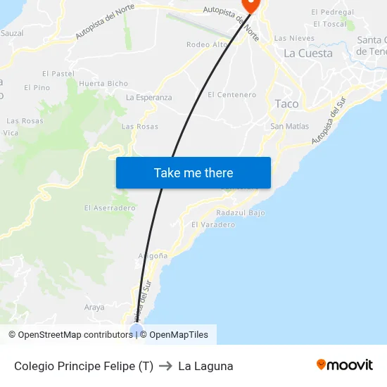 Colegio Principe Felipe (T) to La Laguna map