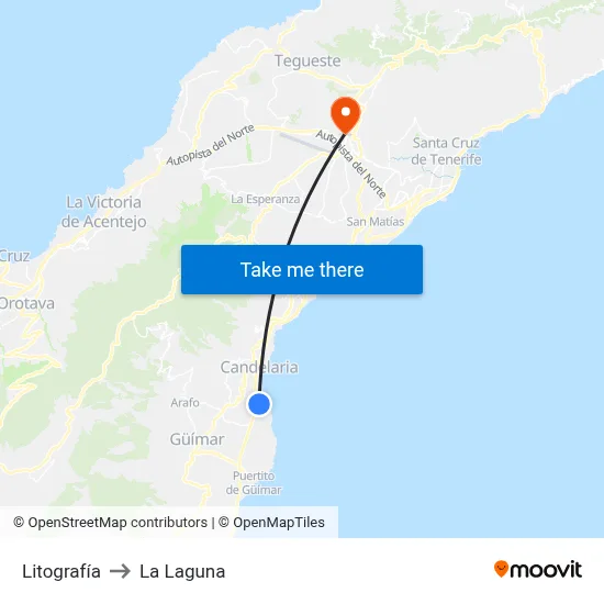 Litografía to La Laguna map