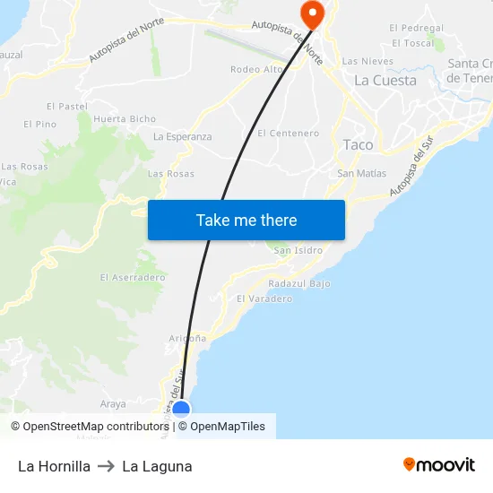 La Hornilla to La Laguna map