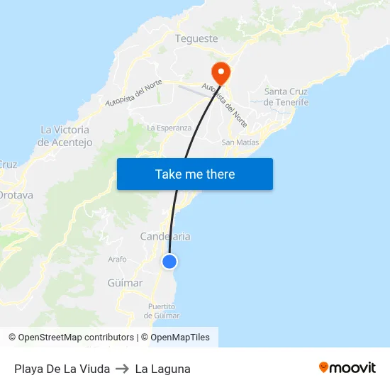 Playa De La Viuda to La Laguna map