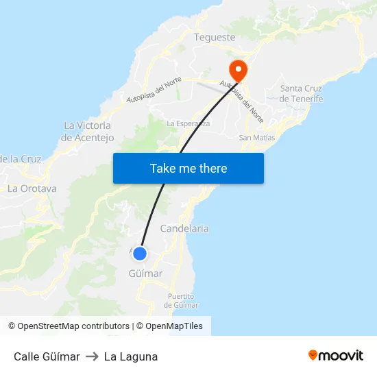 Calle Güímar to La Laguna map
