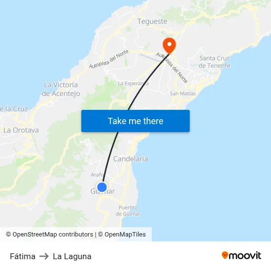 Fátima to La Laguna map