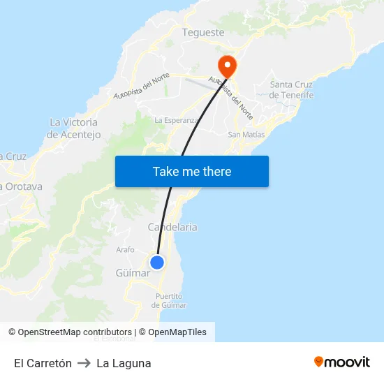 El Carretón to La Laguna map