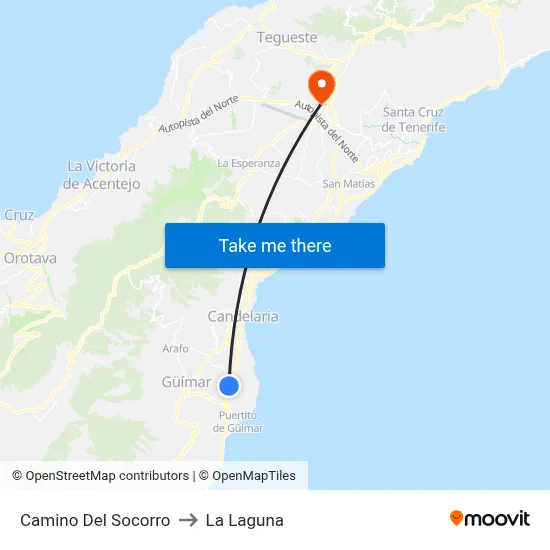 Camino Del Socorro to La Laguna map