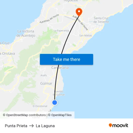 Punta Prieta to La Laguna map