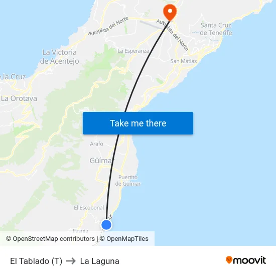 El Tablado (T) to La Laguna map