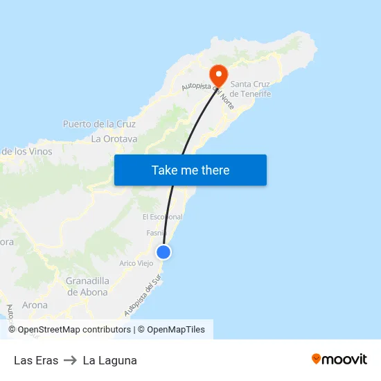 Las Eras to La Laguna map