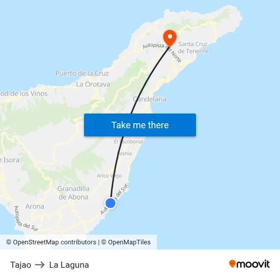 Tajao to La Laguna map