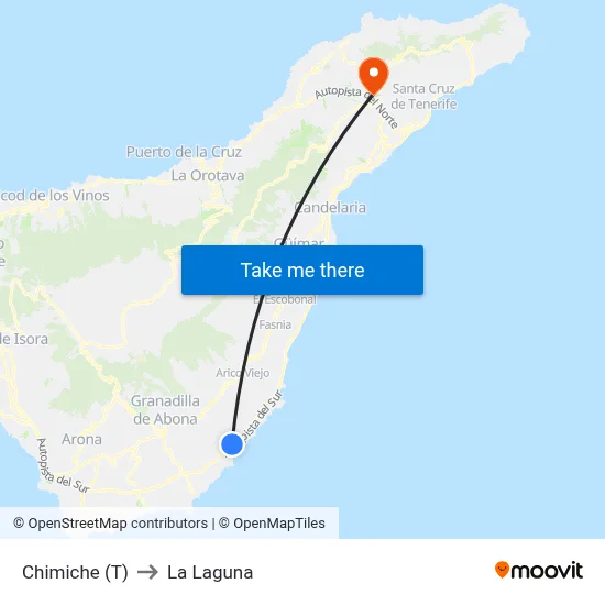Chimiche (T) to La Laguna map