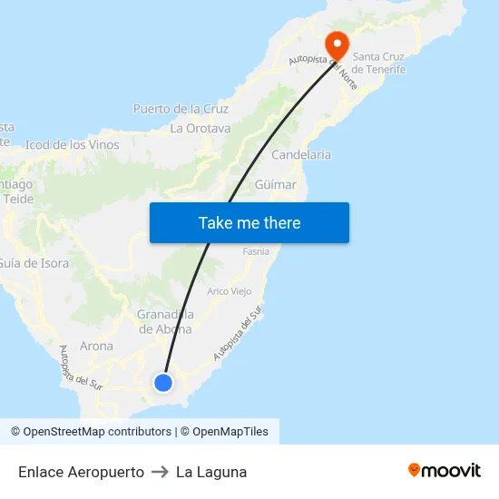 Enlace Aeropuerto to La Laguna map