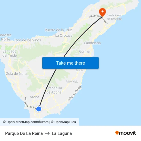 Parque De La Reina to La Laguna map