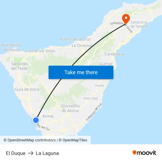 El Duque to La Laguna map