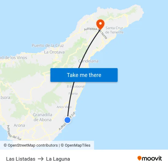 Las Listadas to La Laguna map
