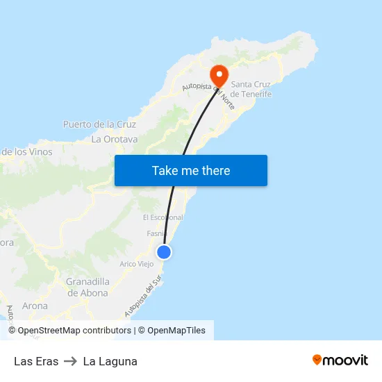 Las Eras to La Laguna map