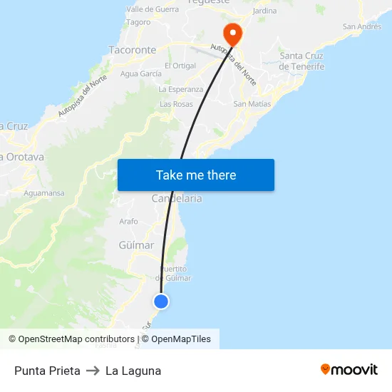 Punta Prieta to La Laguna map