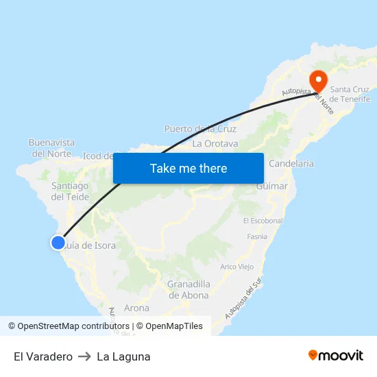 El Varadero to La Laguna map