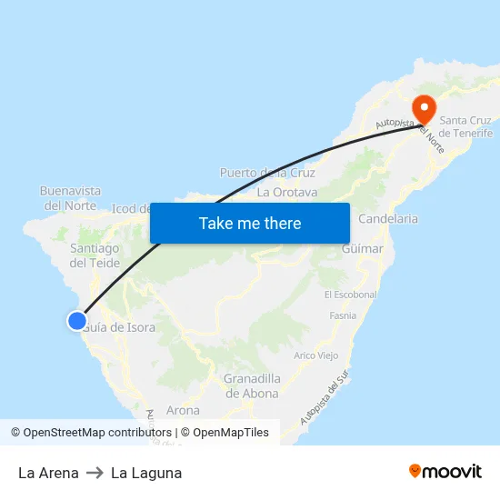 La Arena to La Laguna map
