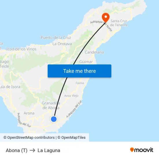 Abona (T) to La Laguna map