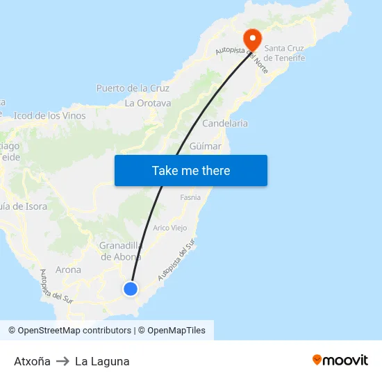 Atxoña to La Laguna map