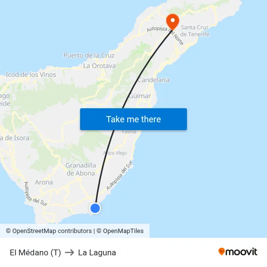El Médano (T) to La Laguna map