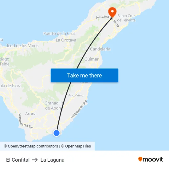 El Confital to La Laguna map