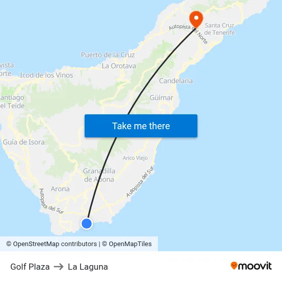 Golf Plaza to La Laguna map