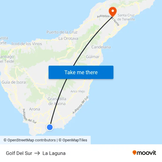 Golf Del Sur to La Laguna map