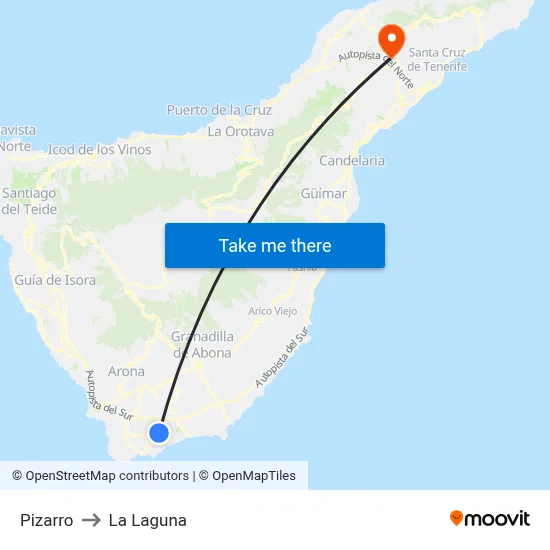 Pizarro to La Laguna map