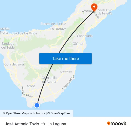 José Antonio Tavio to La Laguna map