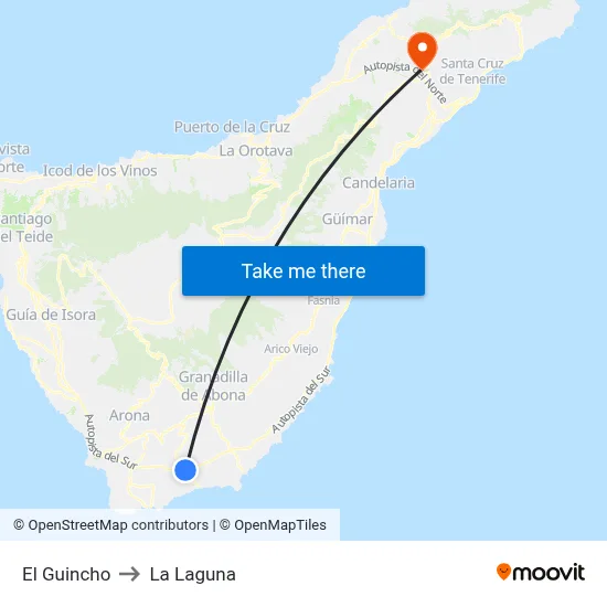 El Guincho to La Laguna map