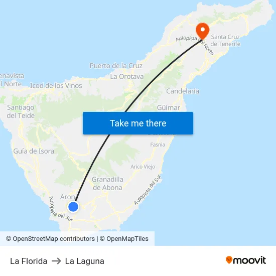 La Florida to La Laguna map