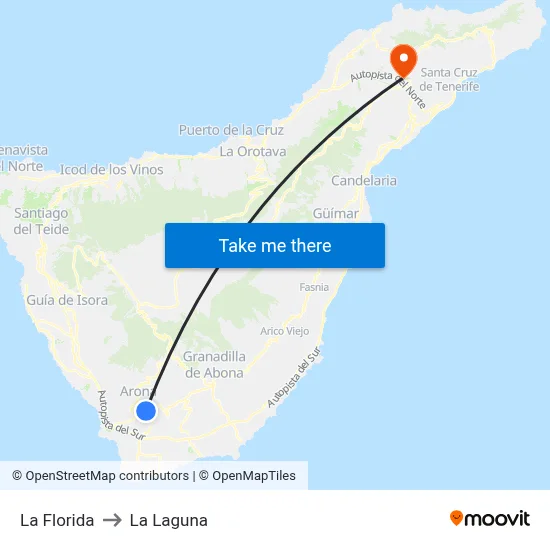 La Florida to La Laguna map