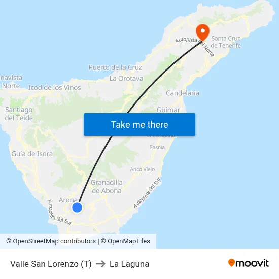 Valle San Lorenzo (T) to La Laguna map