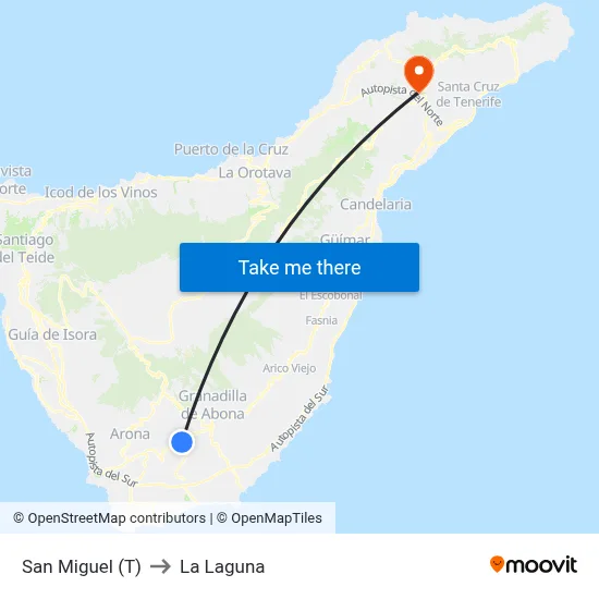 San Miguel (T) to La Laguna map