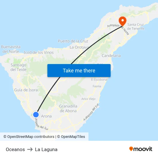 Oceanos to La Laguna map
