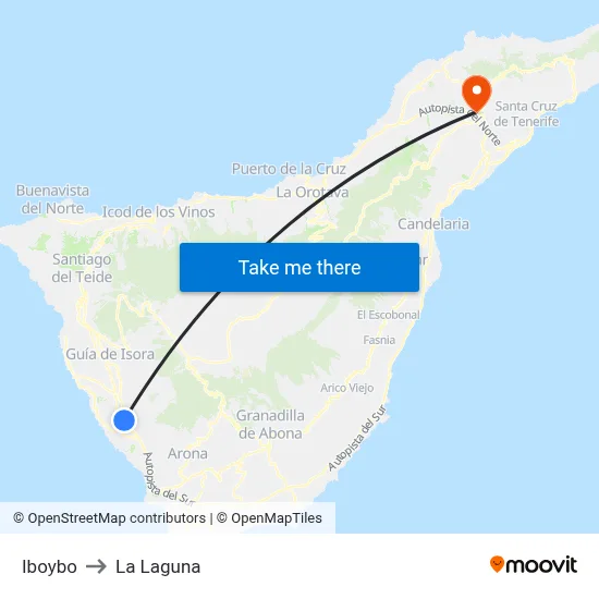 Iboybo to La Laguna map