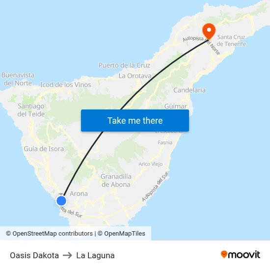 Oasis Dakota to La Laguna map