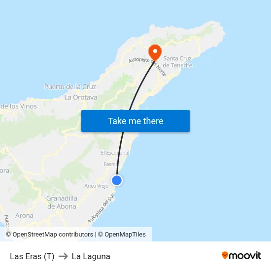 Las Eras (T) to La Laguna map