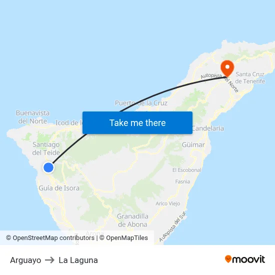 Arguayo to La Laguna map