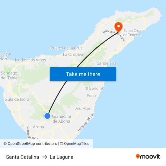 Santa Catalina to La Laguna map