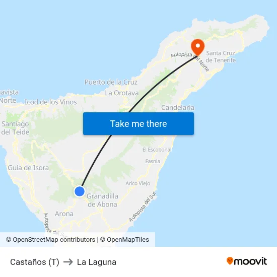 Castaños (T) to La Laguna map