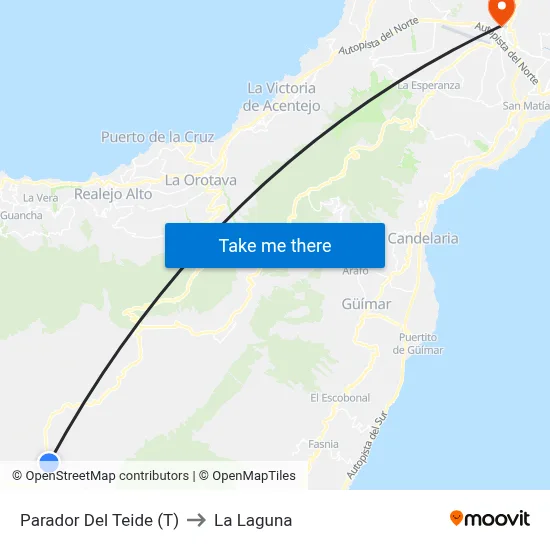 Parador Del Teide  (T) to La Laguna map