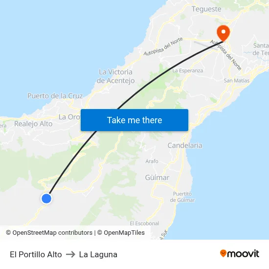 El Portillo Alto to La Laguna map
