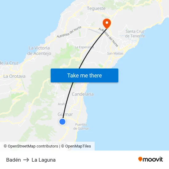 Badén to La Laguna map