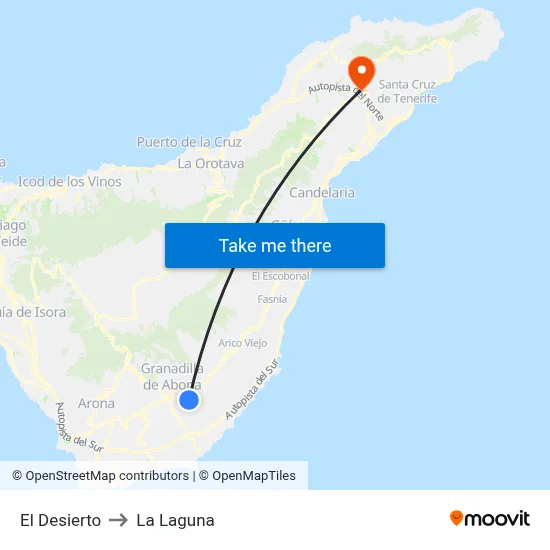 El Desierto to La Laguna map