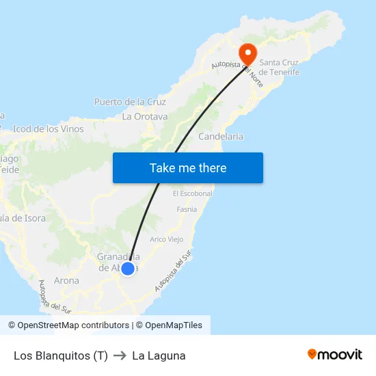 Los Blanquitos (T) to La Laguna map