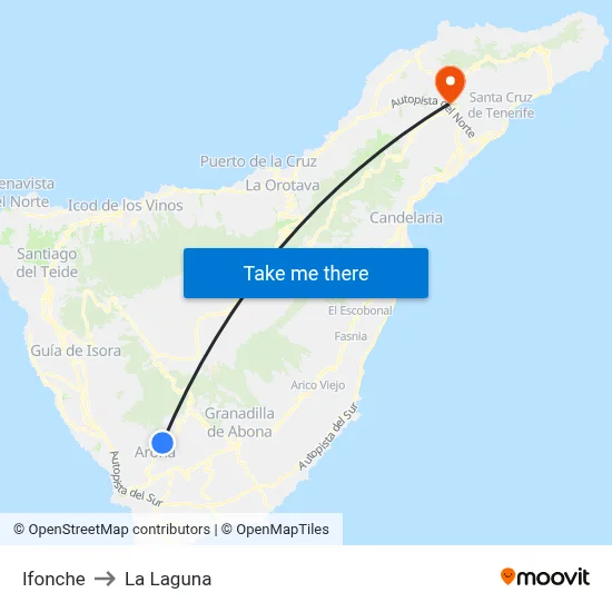 Ifonche to La Laguna map