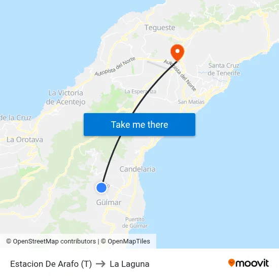 Estacion De Arafo (T) to La Laguna map